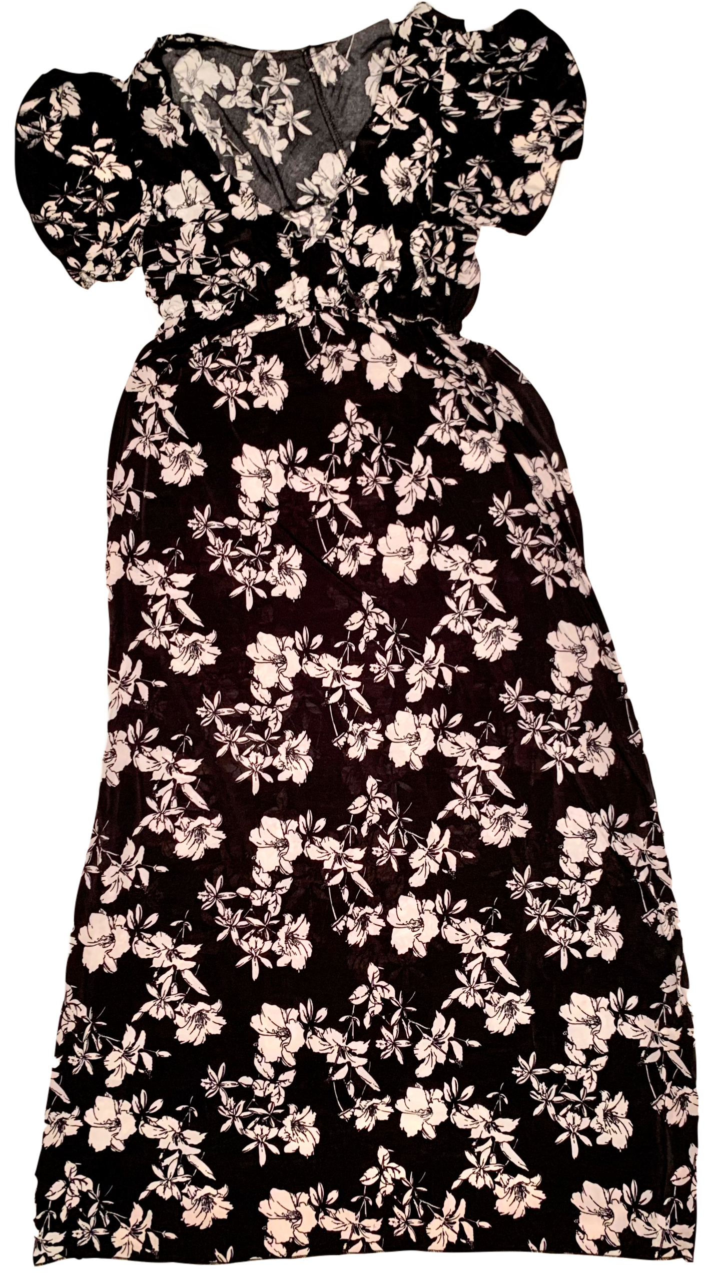 C-Mode Floral Print Petal Sleeve Dress