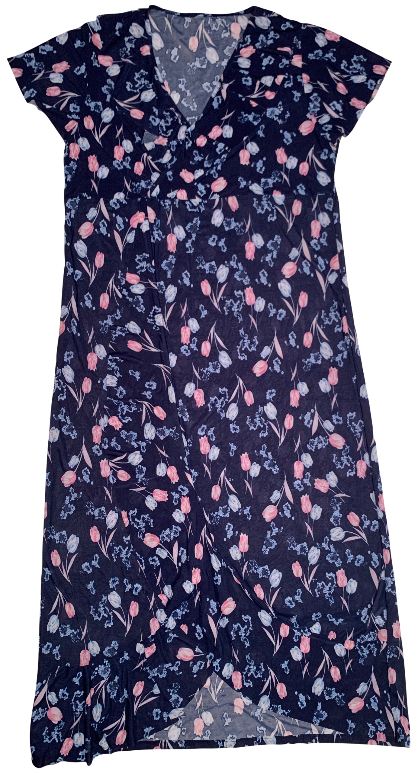 C-Mode Floral Print Petal Sleeve Dress