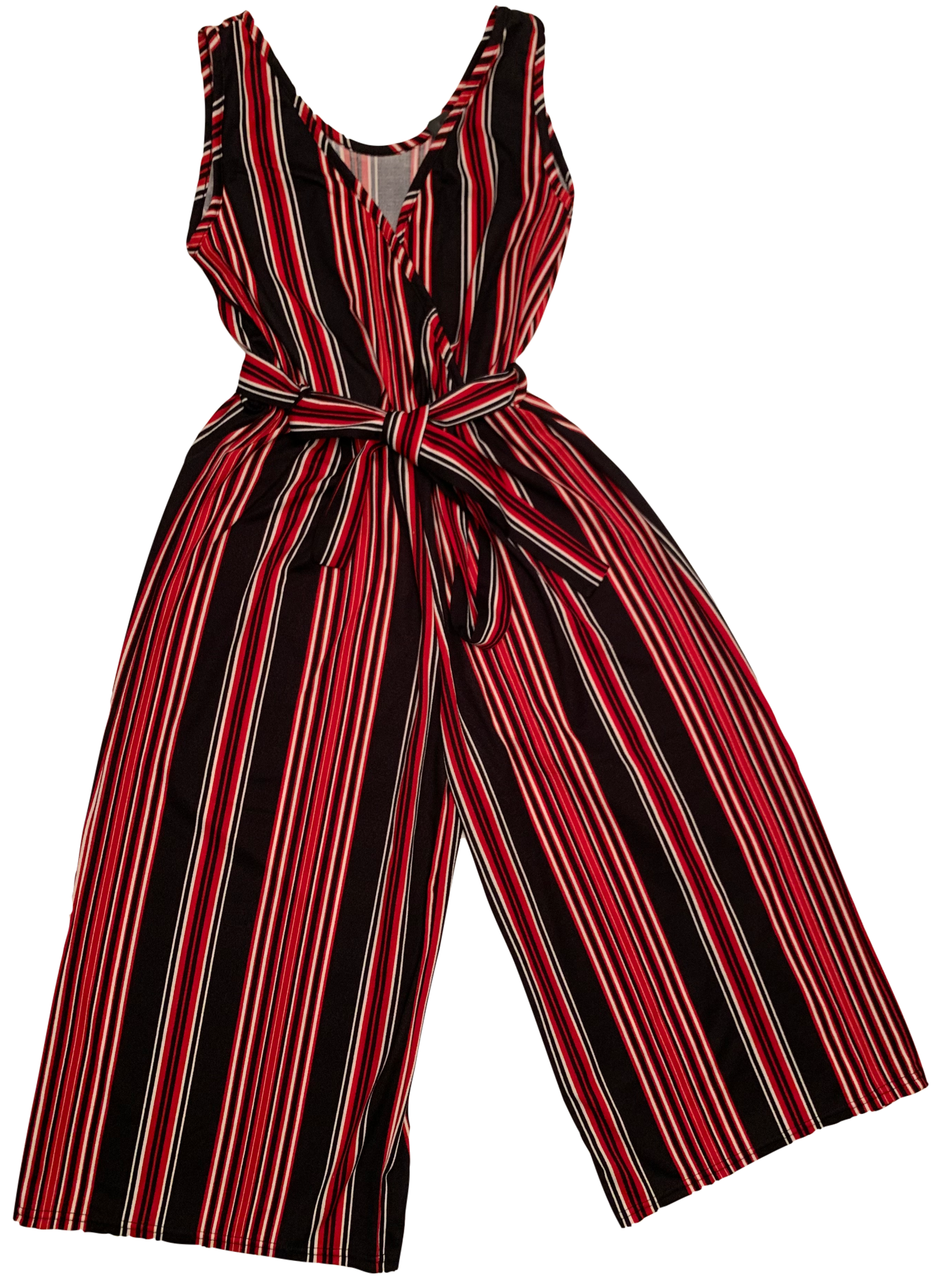 C-Mode Sleeveless Belted Capri Jumpsuit